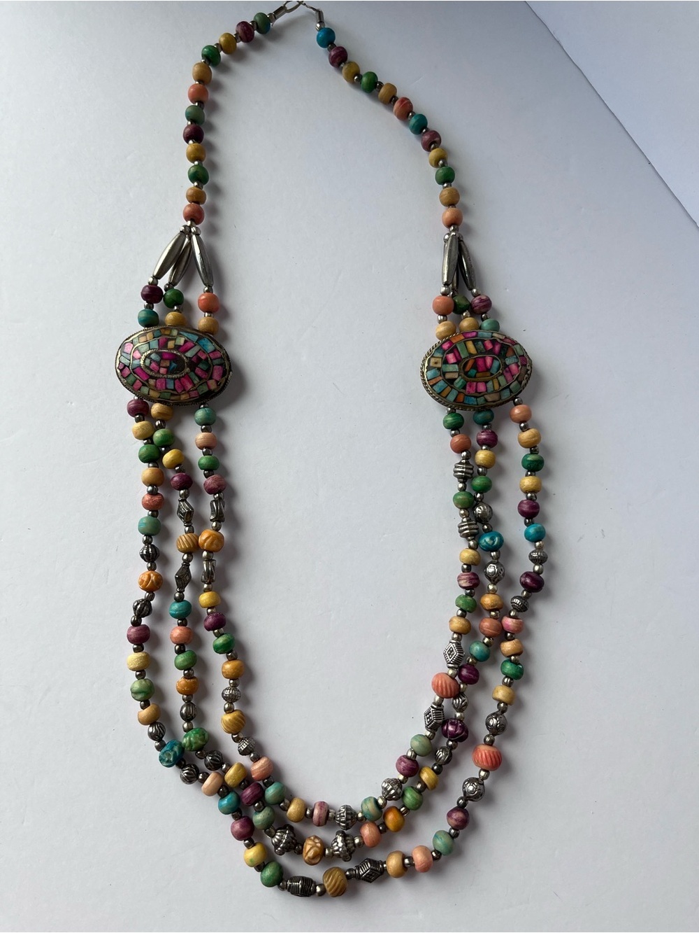 Vintage Colorful Beaded Statement Necklace